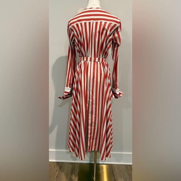 Palmer / Harding Red and White Size 4 Striped Asimetrical Long Sleeve Blouse - Picture 4 of 13